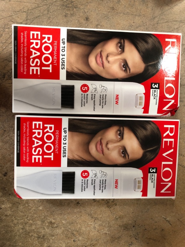 Photo 1 of 2- Revlon Root Erase Permanent Hair Color Touchup Dye 100% Gray Coverage 3 Black