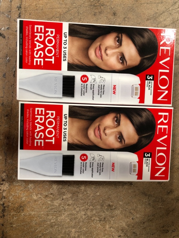 Photo 2 of 2- Revlon Root Erase Permanent Hair Color Touchup Dye 100% Gray Coverage 3 Black