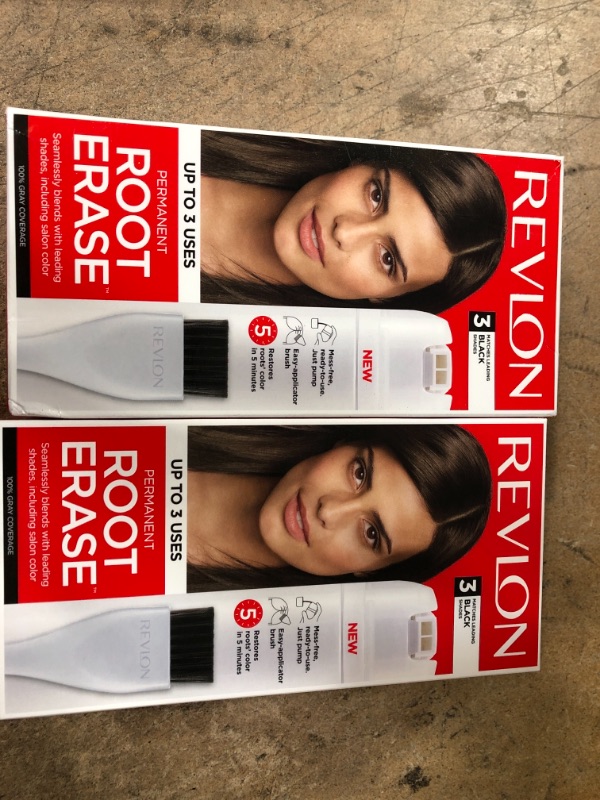 Photo 2 of 2- Revlon Root Erase Permanent Hair Color Touchup Dye 100% Gray Coverage 3 Black