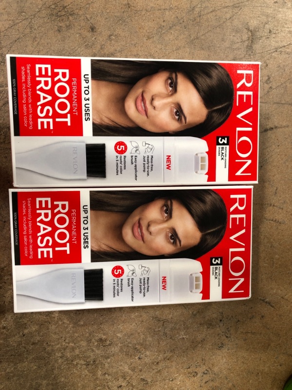 Photo 2 of 2- Revlon Root Erase Permanent Hair Color Touchup Dye 100% Gray Coverage 3 Black