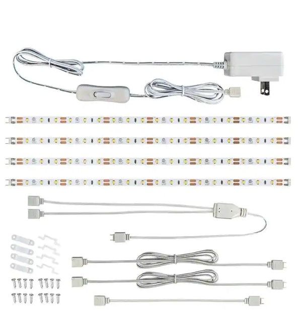 Photo 1 of 12 in. LED Linkable White Flexible Tape Under Cabinet Light Kit (4-Strip Pack)
