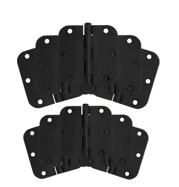 Photo 1 of 3-1/2 in. x 5/8 in. Radius Matte Black Door Hinge Value Pack (10 per Pack)
