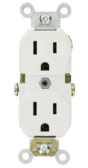 Photo 1 of 15 Amp Commercial Grade Duplex Outlet, White 
