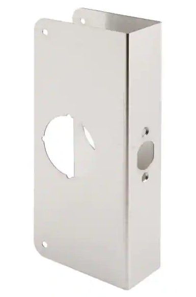 Photo 1 of 1-3/4 in. x 9 in. Thick Stainless Steel Lock and Door Reinforcer, 2-1/8 in. Single Bore, 2-3/8 in. Backset
