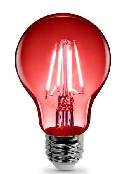 Photo 1 of 25-Watt Equivalent A19 Medium E26 Base Dimmable Filament LED Light Bulb Red Colored Clear Glass (1-Bulb)
5 pack