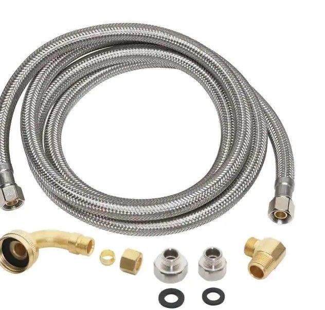 Photo 1 of 3/8 in. COMP x 3/8 in. COMP x 60 in. Universal Stainless Steel Dishwasher Connector
