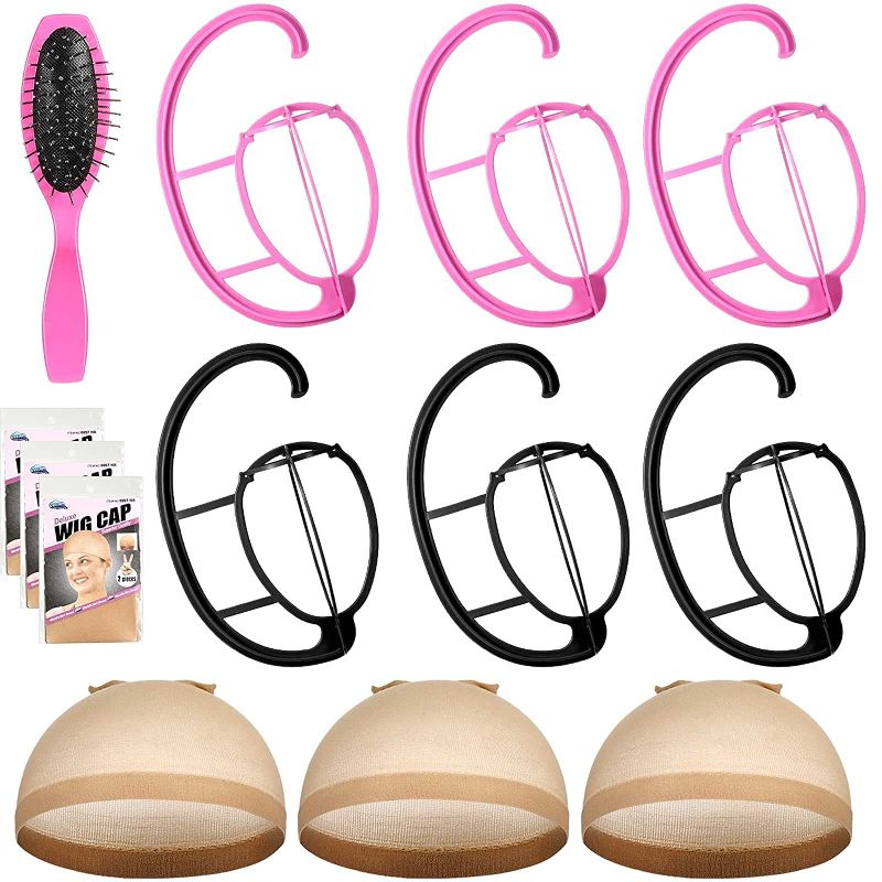 Photo 1 of 19 Pieces Wig Hanger with Hair Comb Wig Cap Set with Hair Comb, Durable Plastic Folding Wig Holder for Most Wigs and Hats Holder, Collapsible Wig Stands Travel Wig Dryer Durable Wig Stands Tool Holder
