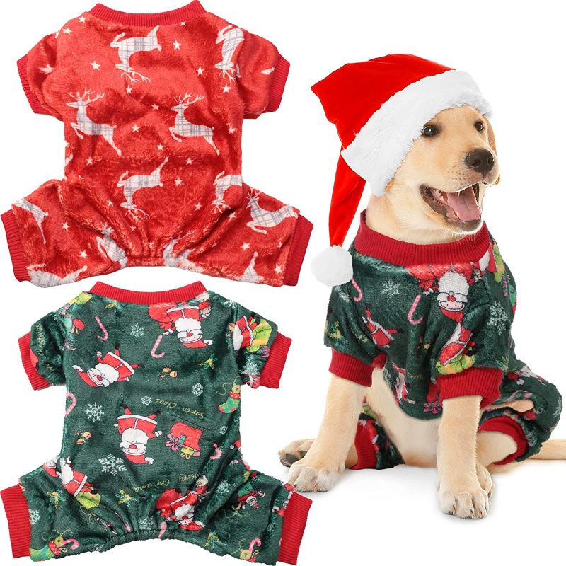 Photo 1 of 2 Pieces Christmas Dog Pajamas Xmas Shirt Pet Warm Sleeping Clothes Christmas Dog Pajamas Shirts for Home Wearing Holiday Party Decorations 3 pack
