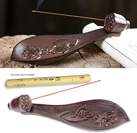 Photo 1 of 3 PACK: Incense Sticks & Ceramic Incense Burner Holder 35pcs Natural Sandalwood Incense Sticks 3-Holes Incense Burner Flower with Ash Catcher (1PCS - Bergamot-Lotus Holder)
