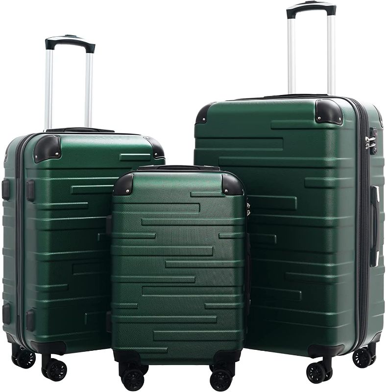 Photo 1 of Coolife Luggage Expandable(only 28") Suitcase 3 Piece Set with TSA Lock Spinner (dark green)
