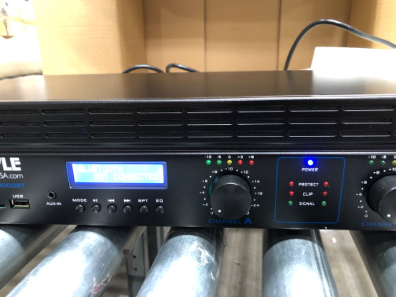 Photo 2 of 2-Channel Bluetooth Power Amplifier - 2000W Bridgeable Rack Mount Pro Audio Sound Wireless Home Stereo Receiver w/TRS XLR Input, LCD, Bridge Mode, Cooling Fan - Entertainment Speaker System - Pyle