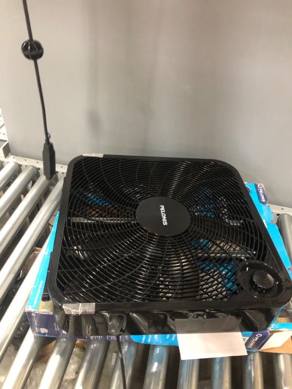Photo 1 of PELONIS 3-Speed Box Fan For Full-Force Circulation With Air Conditioner, Upgrade Floor Fan, Black