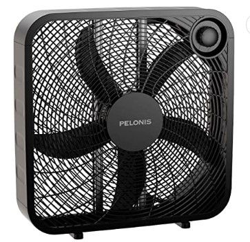 Photo 1 of PELONIS 3-Speed Box Fan For Full-Force Circulation With Air Conditioner, Upgrade Floor Fan, Black