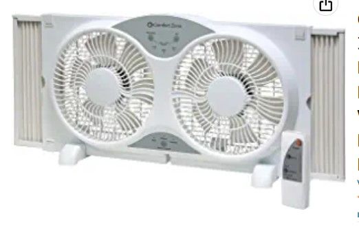 Photo 1 of Comfort Zone CZ310R 3-Speed 3-Function Expandable Reversible Twin Window Fan with Remote Control, Removable Cover