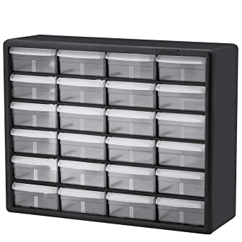 Photo 1 of Akro-Mils 24 Drawer 10124, Plastic Parts Storage Hardware and Craft Cabinet, (20-Inch x 6-Inch x 16-Inch) & 40717 Accessory Dividers for Plastic Storage Hardware Cabinet Large Drawers,
