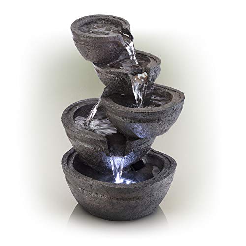 Photo 1 of Alpine Corporation 13? Tall Indoor/Outdoor Tabletop Tiering Bowls Fountain with LED Lights
