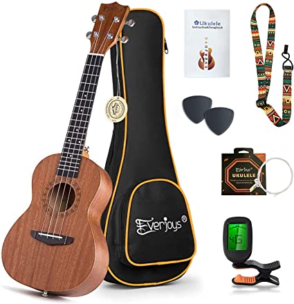 Photo 1 of Concert Ukulele Mahogany - 23 inch Professional Wooden Ukulele Free Online Lessons Uke Strap Case Digital Tuner Picks Aquila String
