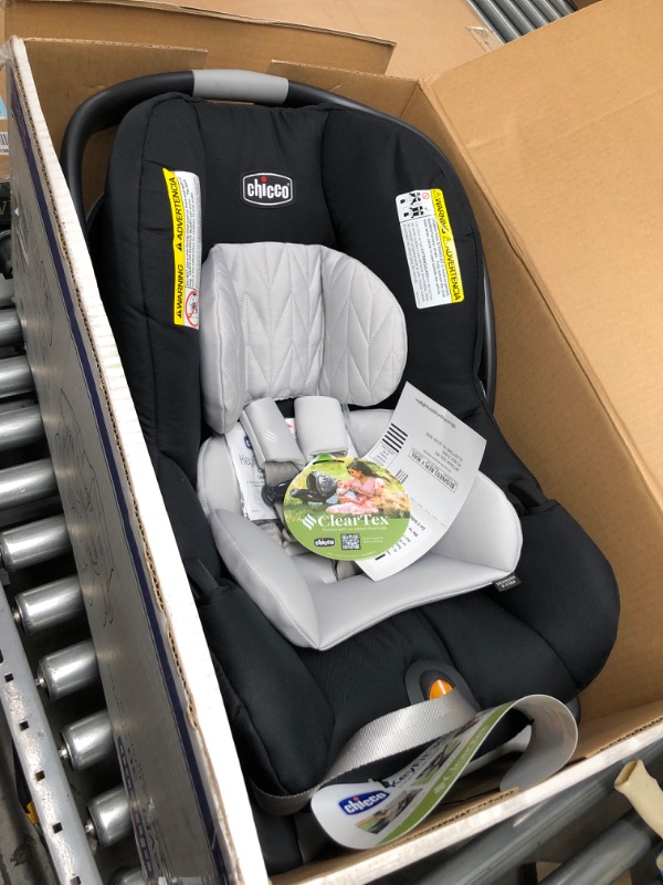 Photo 2 of Chicco KeyFit 30 ClearTex Infant Car Seat and Base, Rear-Facing Seat for Infants 4-22 lbs, Includes Infant Head and Body Support, Compatible with Chicco Strollers, Baby Travel Gear, Pewter/Grey
