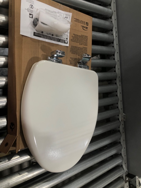 Photo 5 of BEMIS 19170CHSL 000 Alesio II Toilet Seat with Chrome Hinges will Slow Close, Never Loosen and Provide the Perfect Fit, ELONGATED, Durable Enameled Wood, White