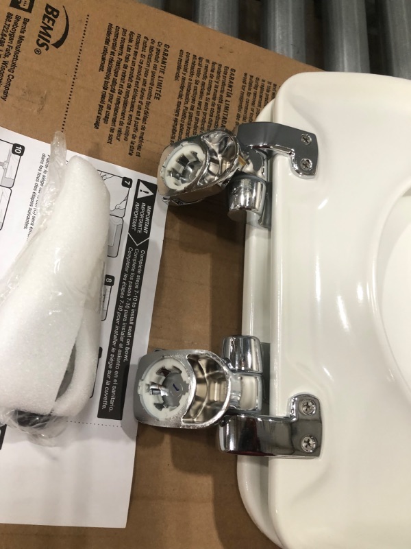 Photo 4 of BEMIS 19170CHSL 000 Alesio II Toilet Seat with Chrome Hinges will Slow Close, Never Loosen and Provide the Perfect Fit, ELONGATED, Durable Enameled Wood, White