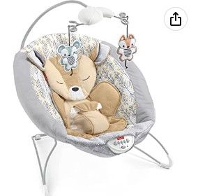 Photo 1 of Fisher-Price Fawn Meadows Deluxe Bouncer, Portable Infant Seat with Music and Soothing Vibrations