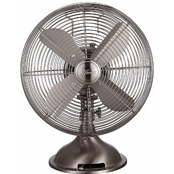 Photo 1 of HUNTER Metal Retro Table Fan-Powerful 3 Speeds and Smooth Oscillation, 12", Brushed Nickel