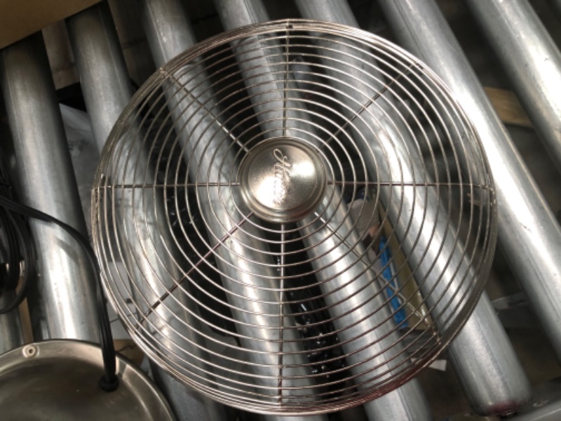 Photo 6 of HUNTER Metal Retro Table Fan-Powerful 3 Speeds and Smooth Oscillation, 12", Brushed Nickel