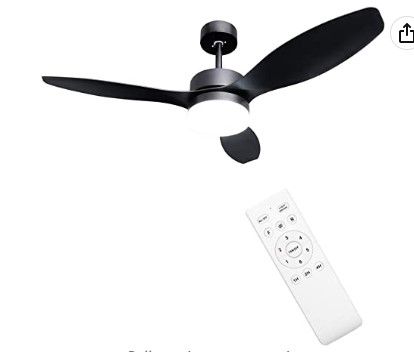 Photo 1 of Ohniyou 52'' Ceiling Fan with Lights Remote Control,Outdoor Ceiling Fans for Patio with Light,Black Ceiling Fan Light for Bedroom Kitchen Nursery Conference