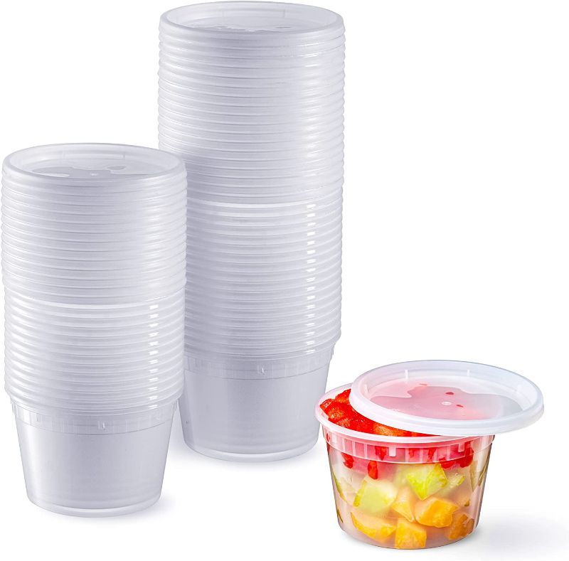 Photo 1 of 16 oz. Plastic Deli Food Storage Containers with Airtight Lids [48 Sets]
