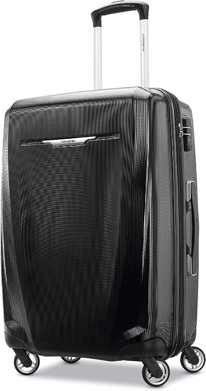 Photo 1 of Samsonite Winfield 3 DLX Hardside Expandable Luggage with Spinners, Black, Checked-Medium 25-Inch
