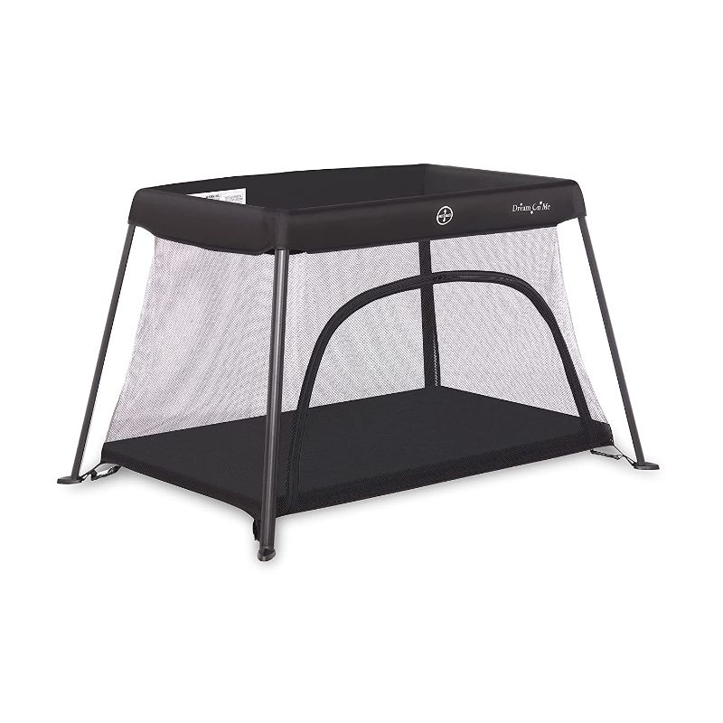 Photo 1 of Dream On Me Travel Light Playard with Mesh Zipper Door in Black
