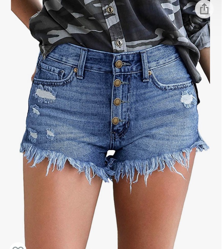 Photo 1 of Size;L -luvamia Women's Casual Denim Shorts Frayed Raw Hem Ripped Jeans Shorts