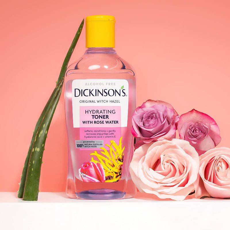 Photo 1 of 4 pack - Dickinson's Enhanced Witch Hazel Hydrating Toner with Rosewater, Alcohol Free, 98% Natural Formula, 16 Fl Oz
