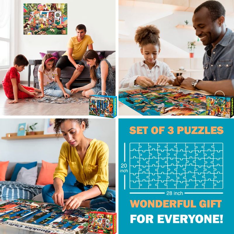 Photo 1 of 1000 Piece Jigsaw Puzzles for Adults - Set of 3 Puzzles for Men and Women by QUOKKA - Funny Animals for Kids Ages 8-12 and Up - Colourful Game with Cats Dogs Pets for Family
