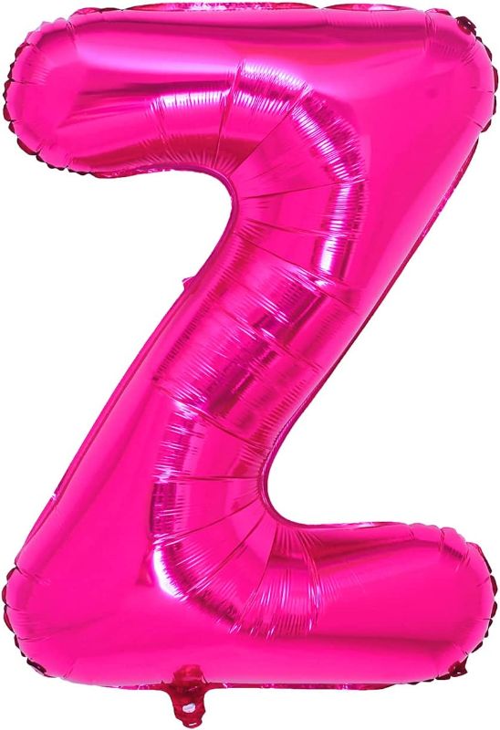 Photo 1 of 4pcks of Letter Pink Z Balloons,40 Inch Single Pink Alphabet Giant Letter Foil Balloons Aluminum Hanging for Wedding Birthday Party Decoration Helium Air Mylar Balloon
