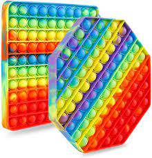 Photo 1 of 2 Packs Jumbo Toy for Kids Adult, Giant Huge Large Mega Big Press Pop Poppop Poop Popper Po it Sensory Austim Anxiety ADHD Stress Relie Game Square Octagon Tie dye Rainbow