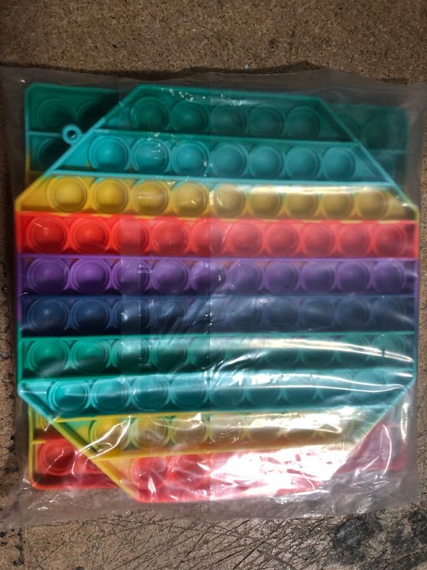 Photo 3 of 2 Packs Jumbo Toy for Kids Adult, Giant Huge Large Mega Big Press Pop Poppop Poop Popper Po it Sensory Austim Anxiety ADHD Stress Relie Game Square Octagon Tie dye Rainbow