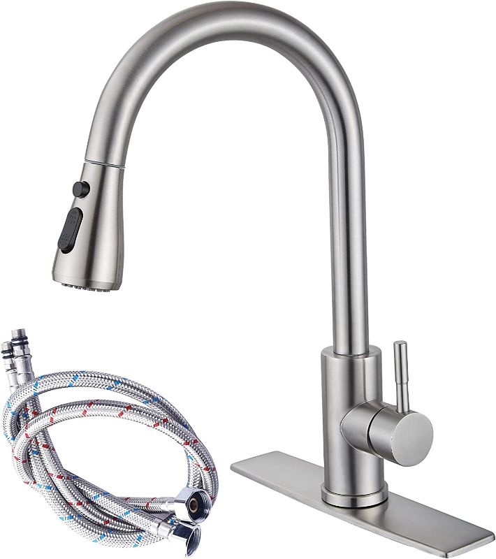 Photo 1 of ***PARTS ONLY***
Cinwiny Pull Down Kitchen Faucet Deck Mounted Brushed Nickel Bar Sink Single Handle Faucet cUPC Certification High Arc and Multifunctional Sprayhead Stainless Steel Farmhouse Pull Down Faucets
