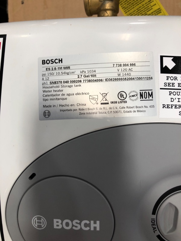 Photo 1 of Bosch Electric Mini-Tank Water Heater Tronic 3000 T 2.5-Gallon (ES2.5) - Eliminate Time for Hot Water - Shelf, Wall or Floor Mounted
