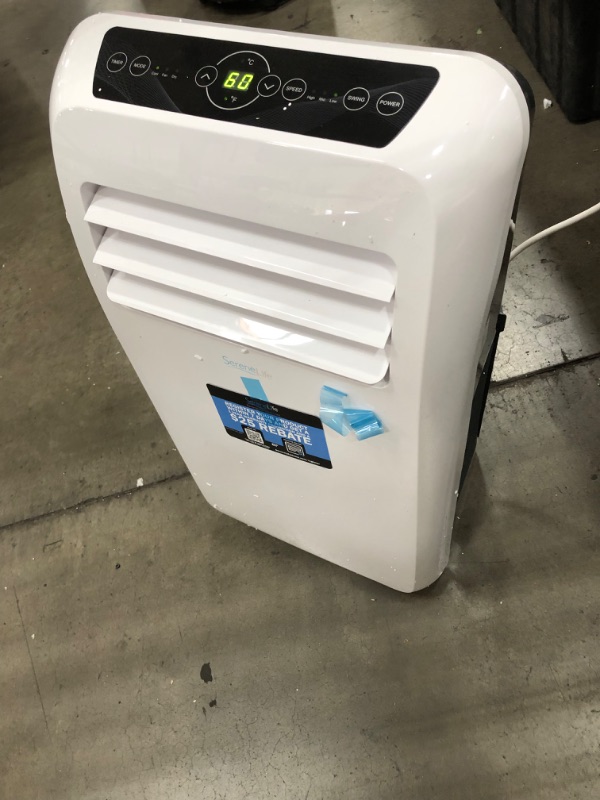 Photo 8 of **DAMAGED** MISSING REMOTE** SereneLife SLPAC10 Portable Air Conditioner Compact Home AC Cooling Unit with Built-in Dehumidifier & Fan Modes, Quiet Operation, Includes Window Mount Kit, 10,000 BTU, White
