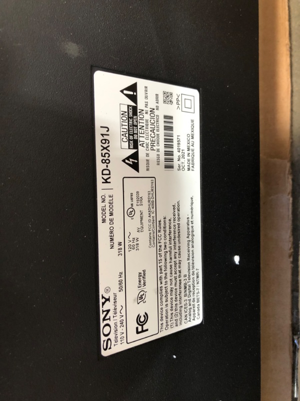 Photo 3 of  MINOR DAMAGE FROM SHIPPING* Sony X91J 85 Inch TV: Full Array LED 4K Ultra HD Smart Google TV with Dolby Vision HDR and Alexa Compatibility KD85X91J- 2021 Model, Black
