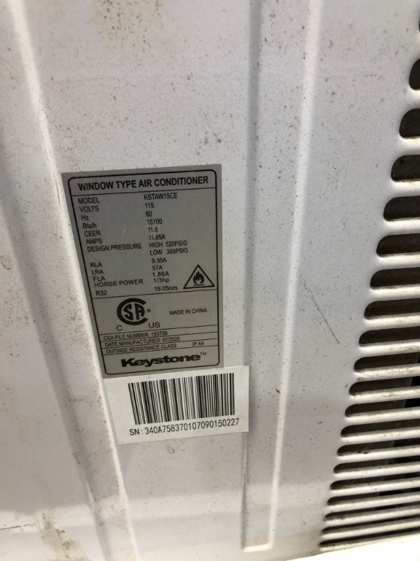 Photo 7 of **DAMAGED* DIRTY* Keystone 15,000 BTU Window Mounted Air Conditioner | Energy Star | Follow Me Remote Control | Energy Saver Mode | Sleep Mode | Timer | Auto-Restart | AC for...
