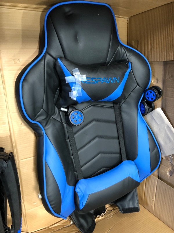 Photo 6 of **LIGHT DAMAGE** RESPAWN 110 Racing Style Gaming Chair, Reclining Ergonomic Chair with Footrest, in Blue (RSP-110-BLU)-Generation 1.0
