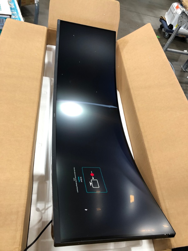 Photo 3 of **DAMAGE TO DISPLAY LINE THROUGH IT**REVIEW PHOTOS** SAMSUNG 49" Odyssey Neo G9 G95NA Gaming Monitor, 4K UHD Mini LED Display, Curved Screen, 240Hz, 1ms, G-Sync and FreeSync Premium Pro, LS49AG952NNXZA,...
