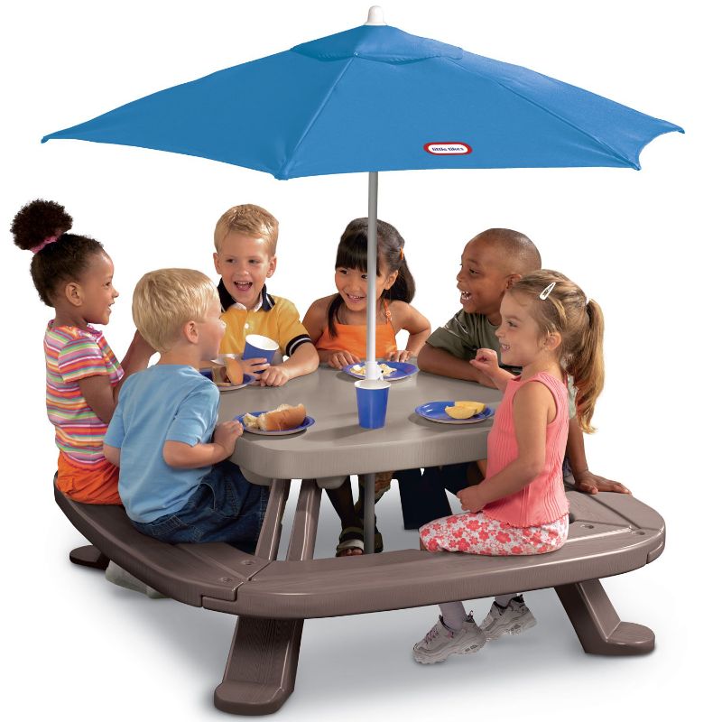 Photo 1 of **MISSING PARTS** Little Tikes Fold N Store Picnic Table with Market Umbrella
