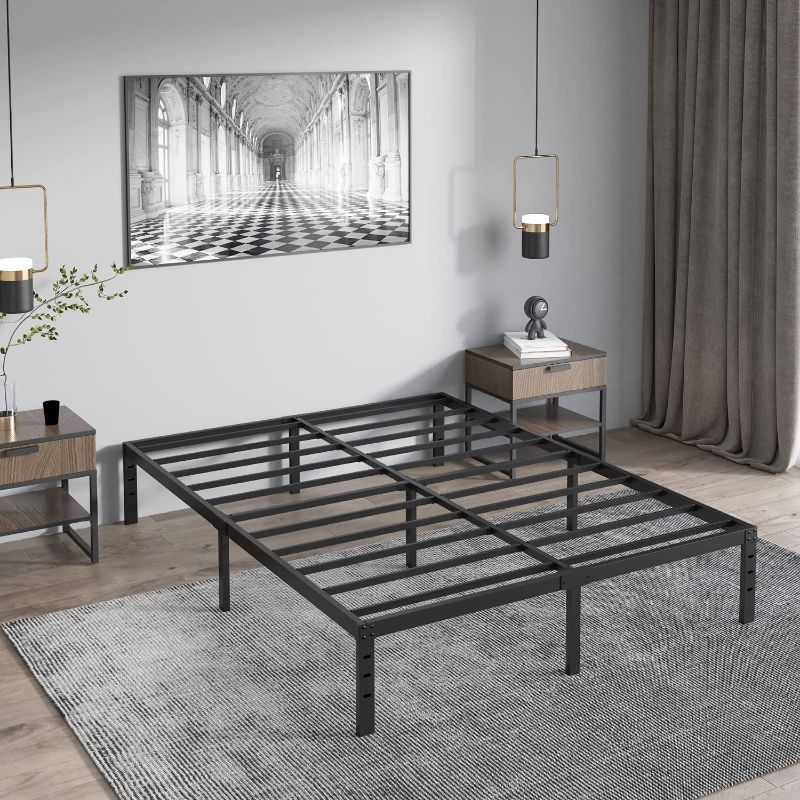 Photo 1 of **MISSING HARDWARE* COMASACH King Bed Frame Heavy Duty,16" Black Metal Platform Bed Frame,Sturdy Steel Frame,Support up to 3500lbs,No Box Spring Needed,Noise-Free,Easy Assembly
