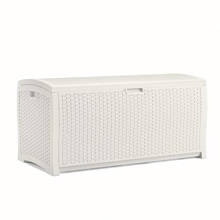 Photo 1 of **MINOR WARE FROM SHIPPING*8 Suncast Outdoor 99 Gallon Resin and Wicker Deck Box White
