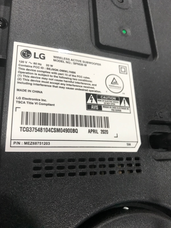 Photo 2 of **MINOR DAMAGE* SUBWOOFER DOESNT CONNECT TO UNIT**  LG SN5Y Sound Bar w/Subwoofer, 2.1 ch, 400W, Power, High Res Audio, DTS Virtual: X, AI Sound Pro, Wireless Surround Sound Ready, Bluetooth Connectivity - Black
