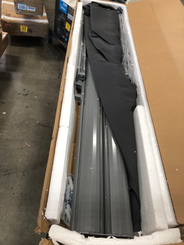 Photo 2 of ***DAMAGED**

 236" x 71" Retractable Side Awning, Double Retractable Patio Screen Waterproof, Retractable Room Divider Grey for Privacy, Garden, Outdoor, Patio and Terrace?Dark Grey?