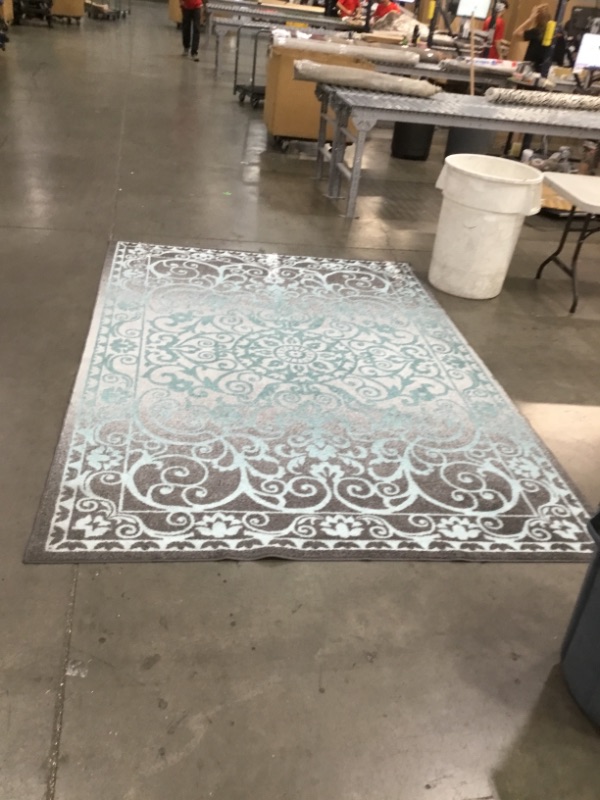 Photo 1 of 7x10 Grey, White, and Blue Rug with Design